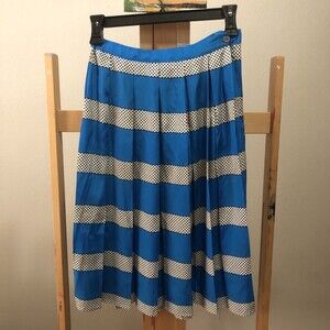 Vintage 80s Evanna Skirt Petite Stripes Summer Beach Polka Dot Dance Size Small